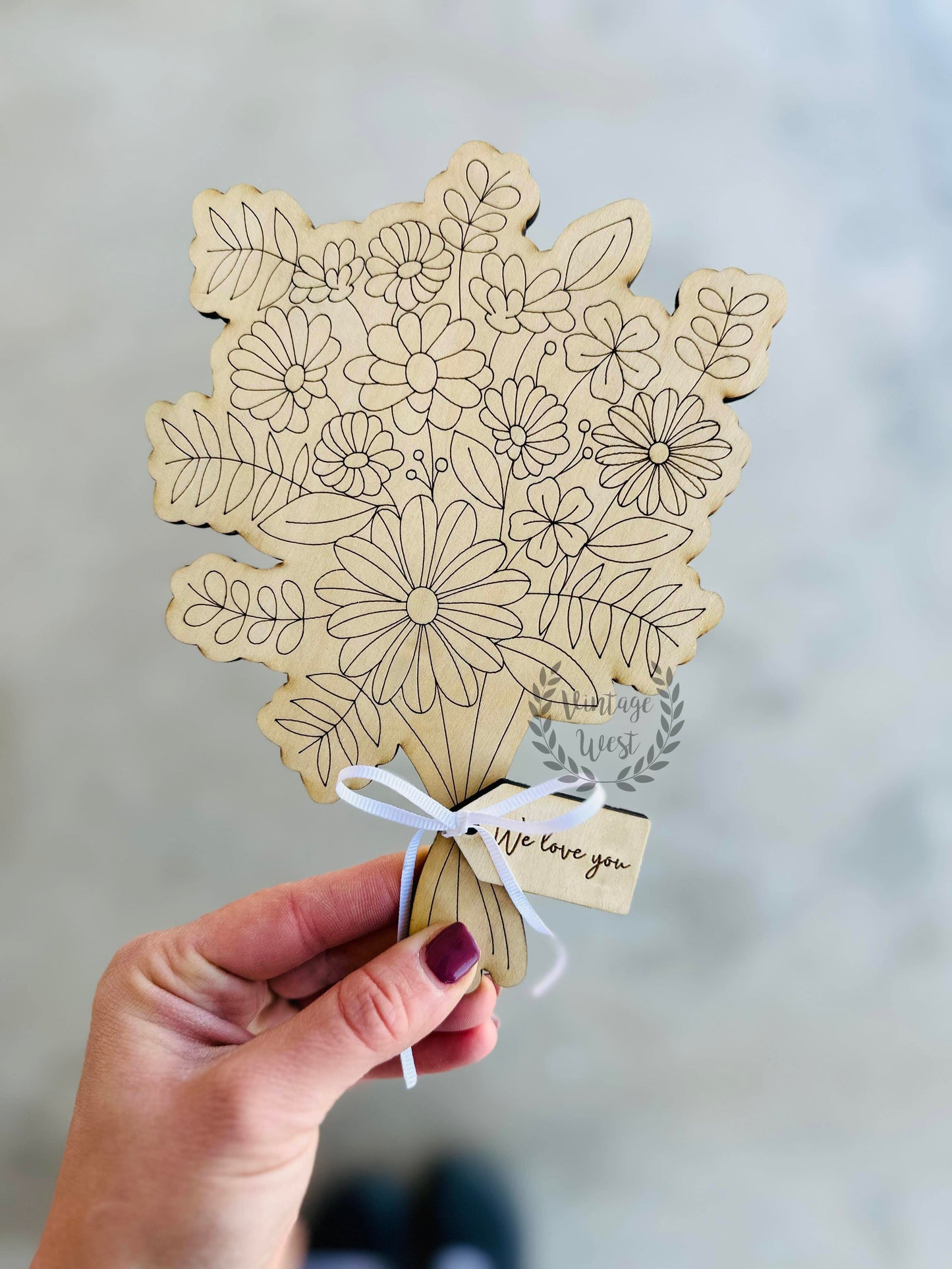 Colorable Wooden Flower Bouquet