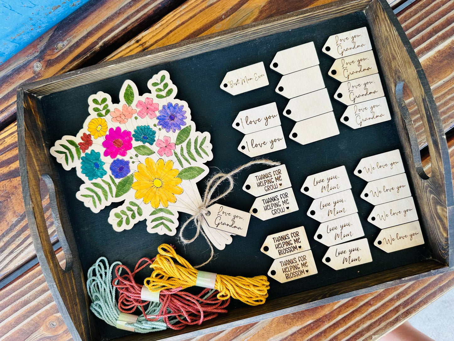 Colorable Wooden Flower Bouquet