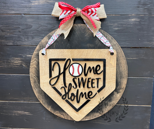 Home Sweet Home (Plate) - Baseball Door Hanger