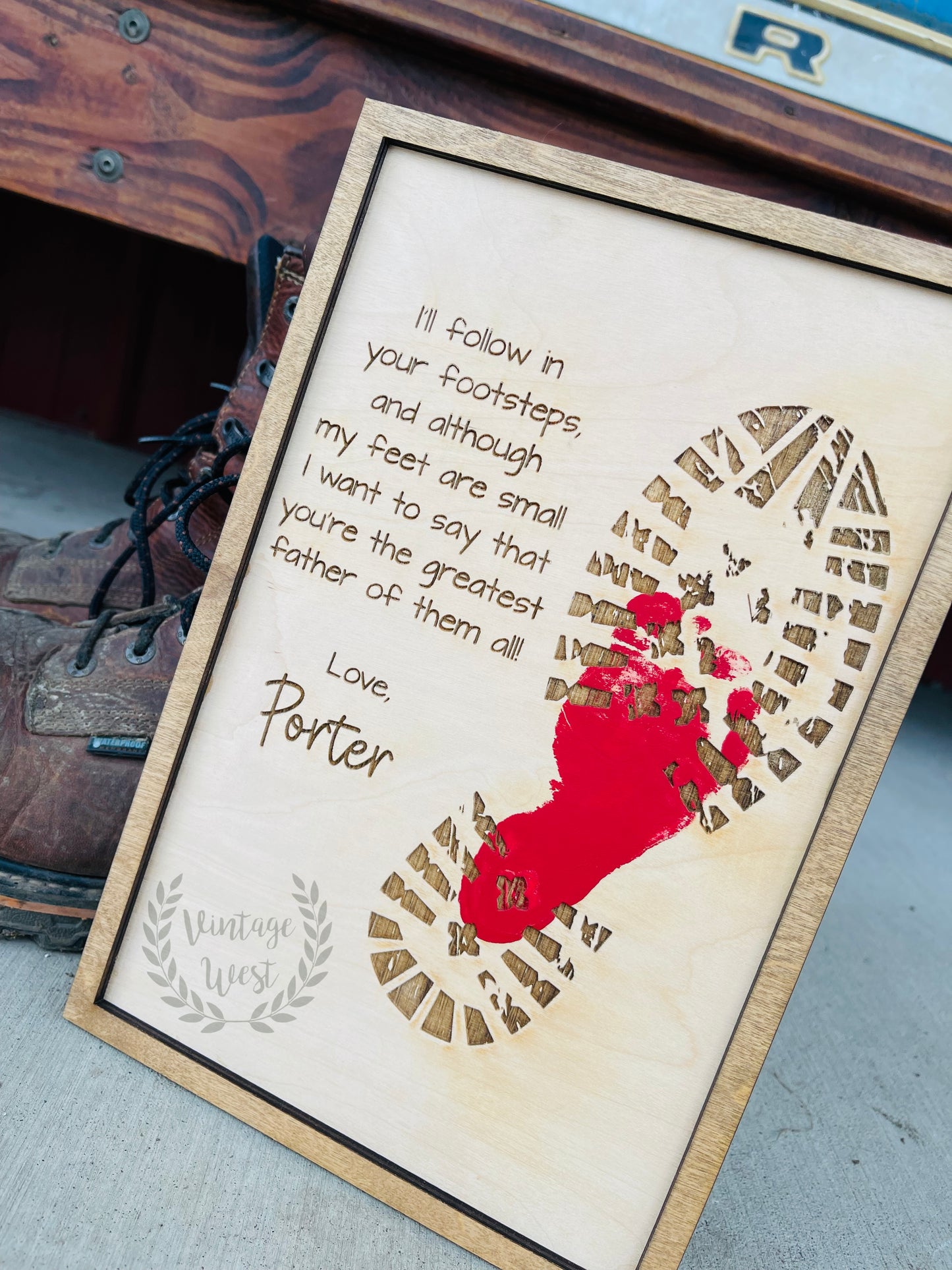 Footprints Father's Day Sign