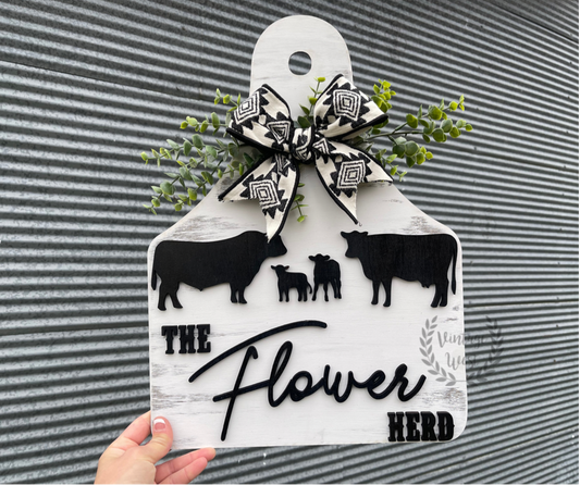 Custom Cow Tag Family Name Sign