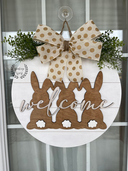 "Welcome w/ Bunnies" Door Hanger