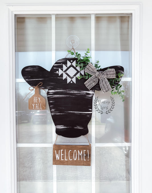 Personalized Heifer Head Door Hanger