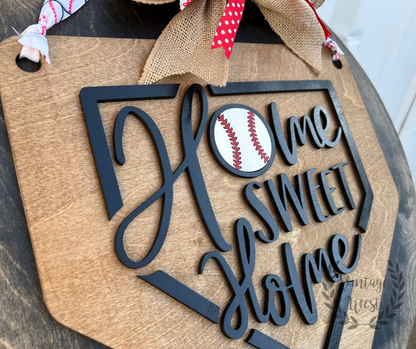 Home Sweet Home (Plate) - Baseball Door Hanger