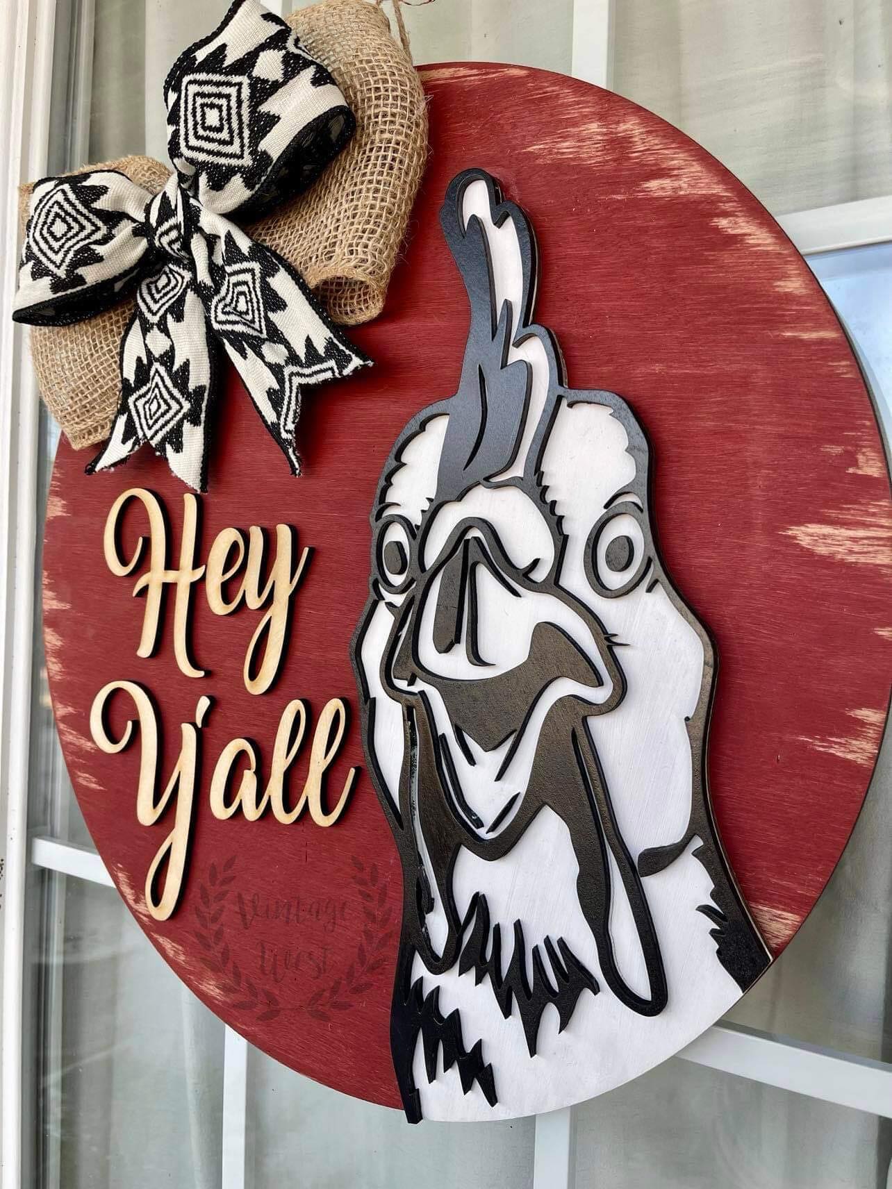 "Rooster Hey Y'all" Door Hanger