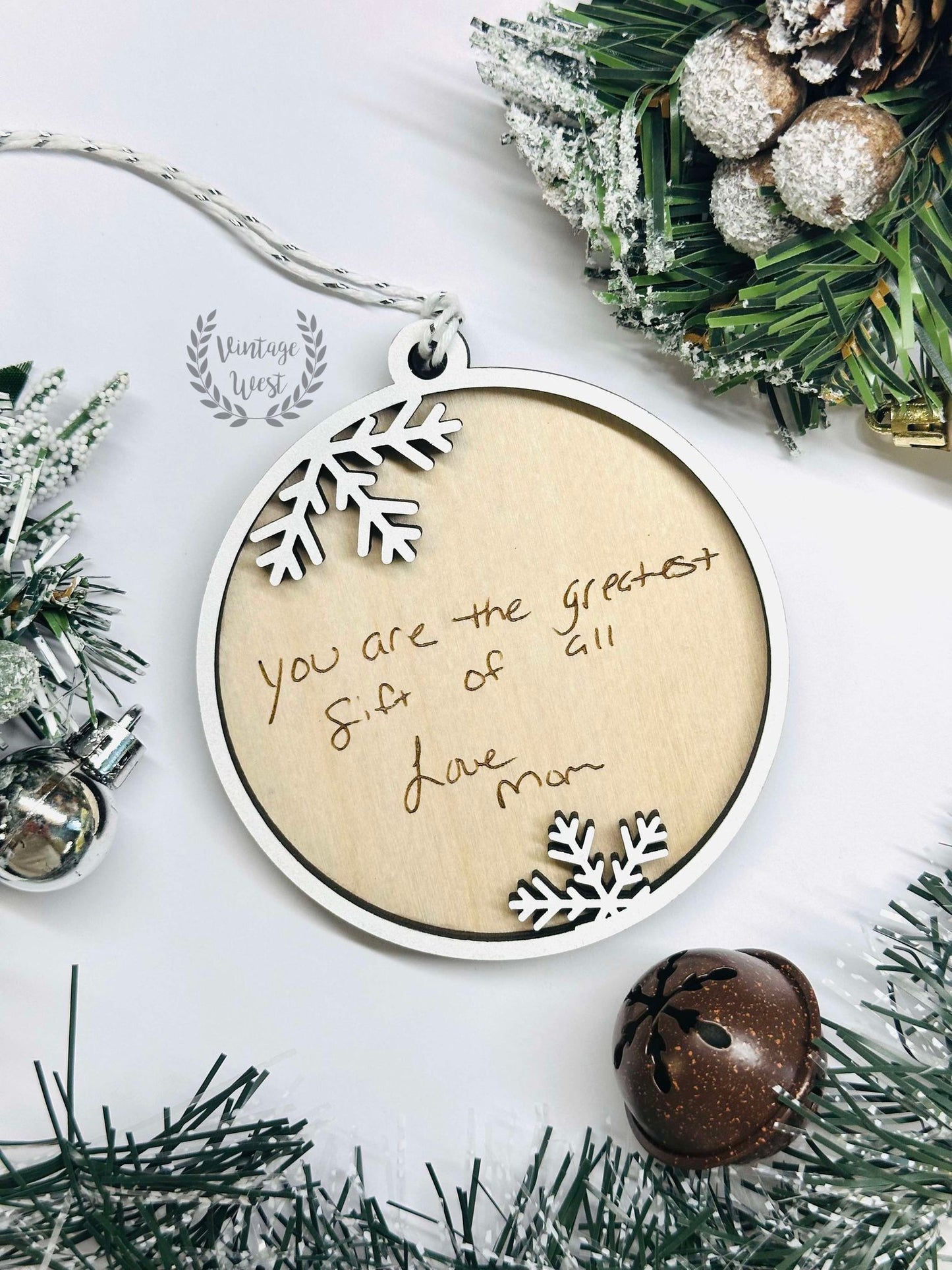 Custom handwritten note Snowflake Ornament