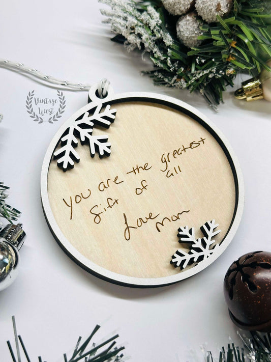 Custom handwritten note Snowflake Ornament