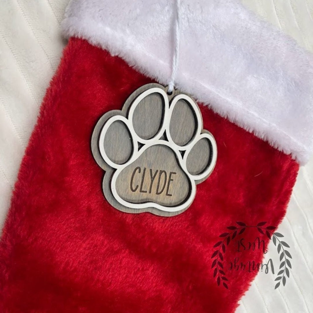 Custom Paw Print Ornament/Stocking Tag