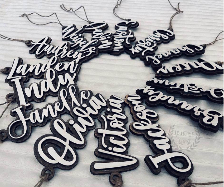 Custom Offset Ornament/ Stocking Name Tags