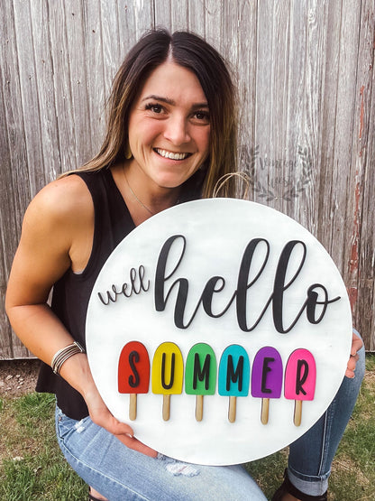 "Hello Summer Popsicle" Door Hanger