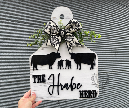 Custom Cow Tag Family Name Sign