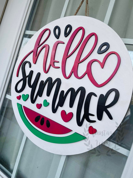 "Watermelon Hello Summer" Door Hanger