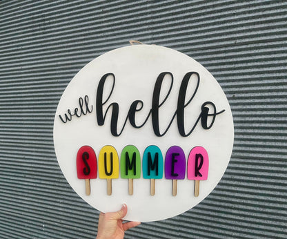 "Hello Summer Popsicle" Door Hanger