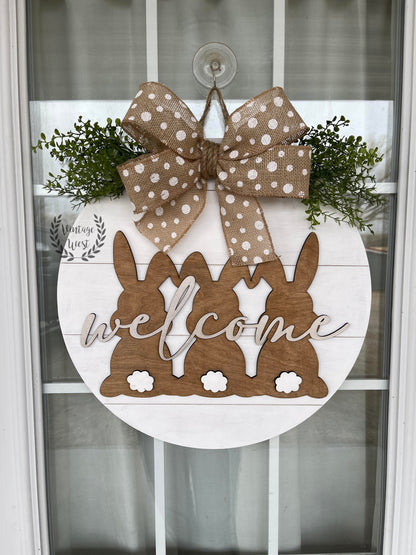 "Welcome w/ Bunnies" Door Hanger