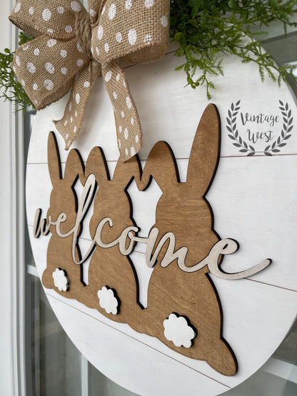 "Welcome w/ Bunnies" Door Hanger