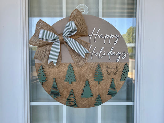 "Happy Holidays w/ trees " Door Hanger