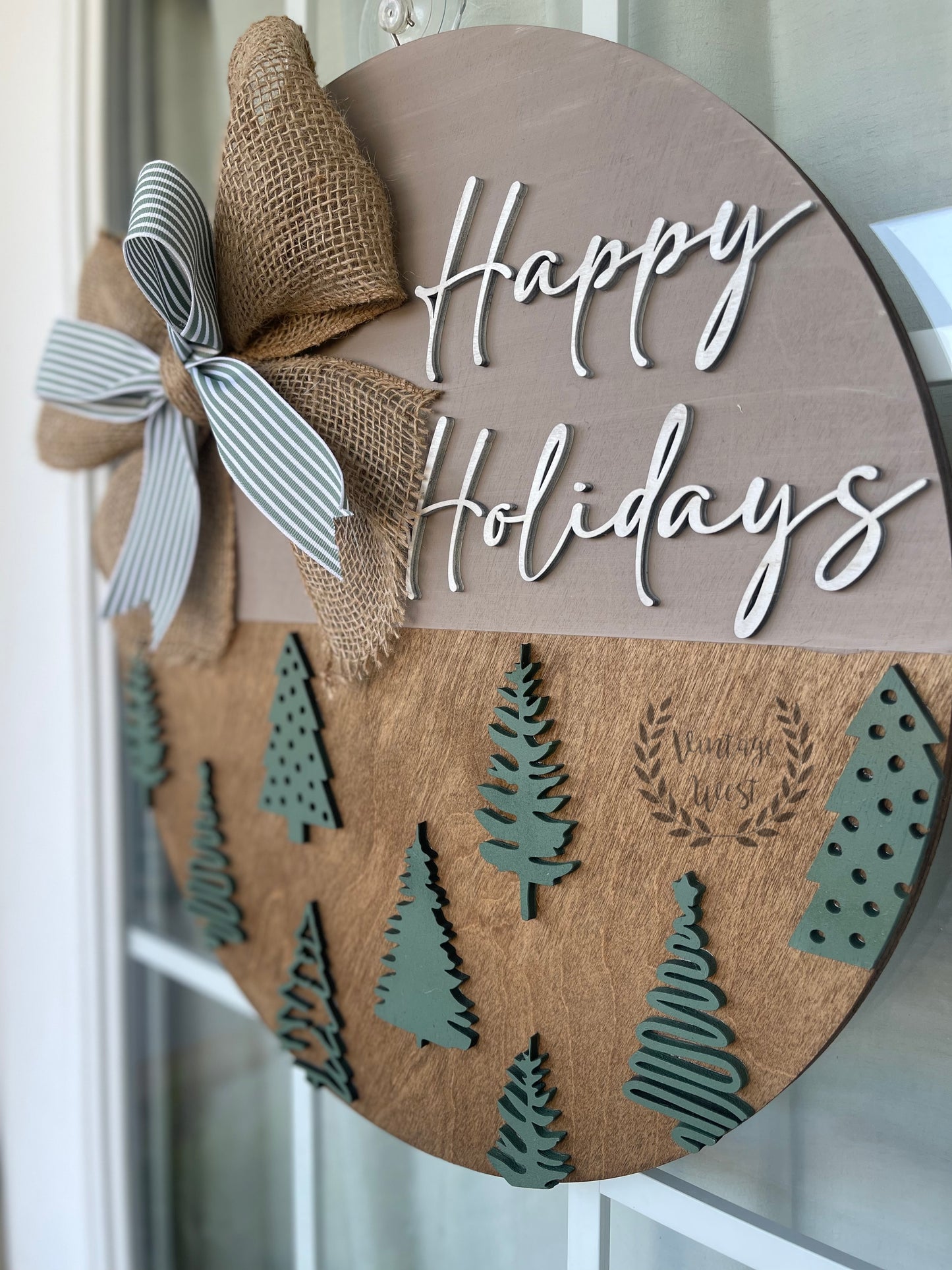 "Happy Holidays w/ trees " Door Hanger