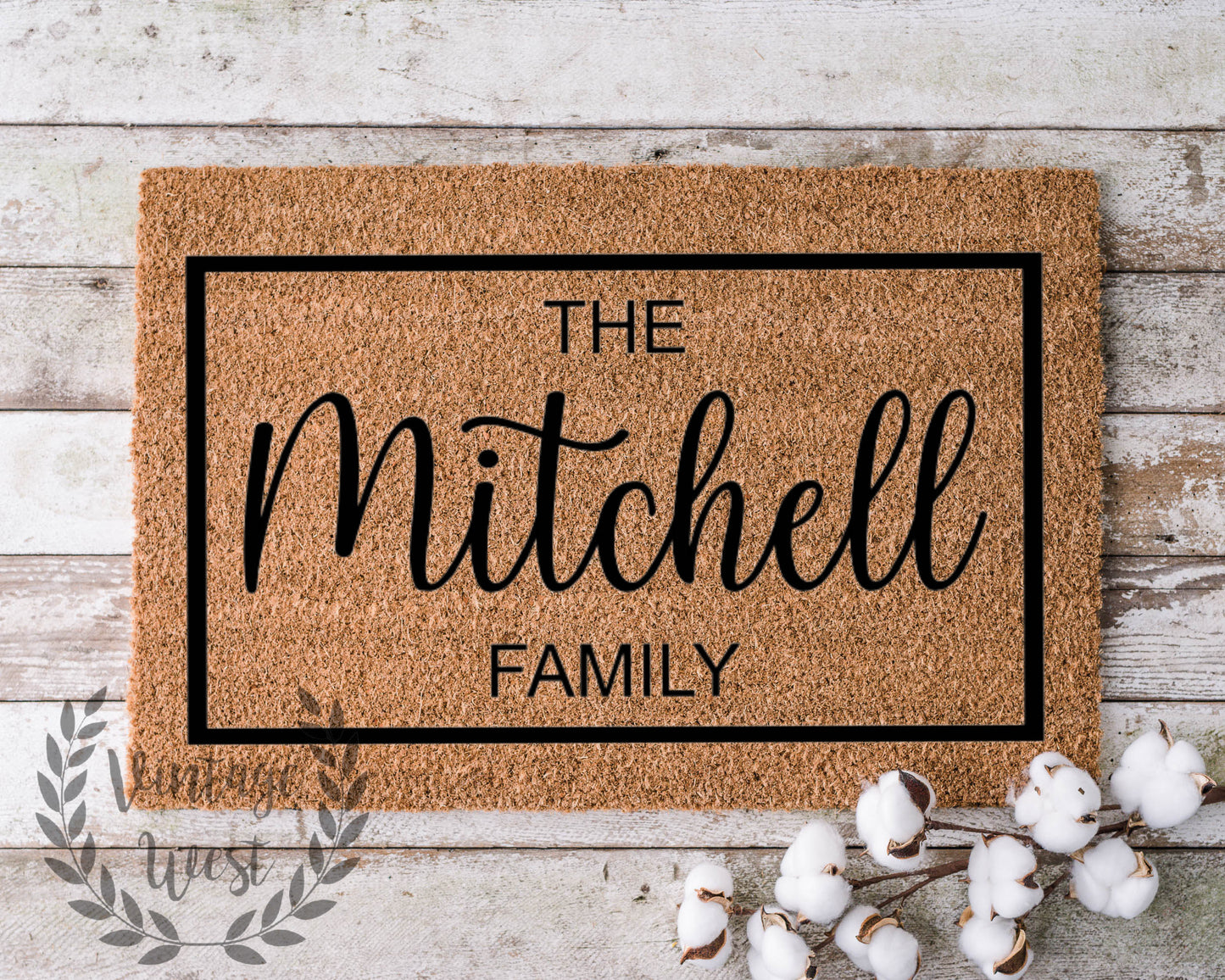 "The Elliott Family w/ Border" Style Coir Door Mat