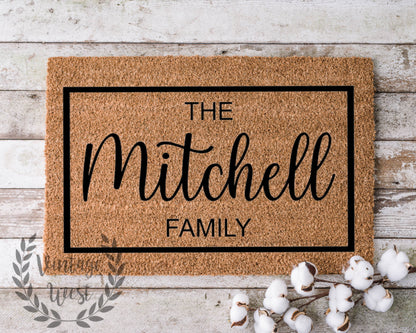 "The Elliott Family w/ Border" Style Coir Door Mat