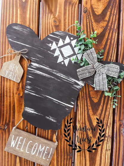 Personalized Heifer Head Door Hanger