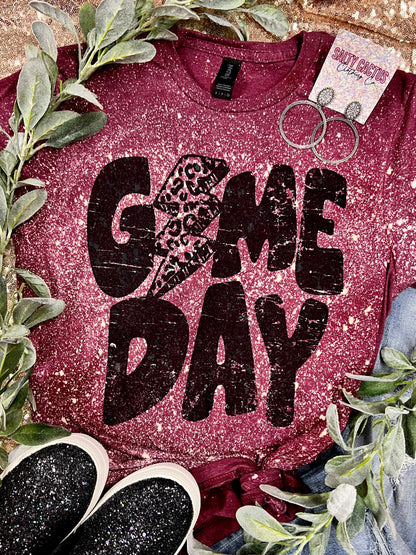 Game Day - Lightning Bolt Splatter Bleached Tee