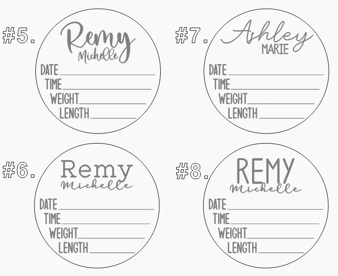 Wooden Name Baby Announcement Round