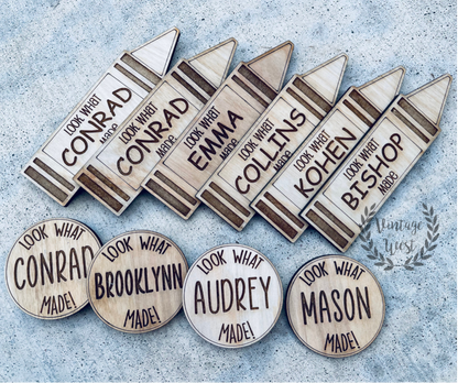 Personalized Wooden "Look What I Made" Magnets