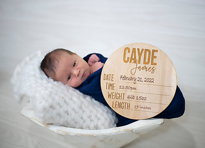 Customized Name Baby Announcement Round